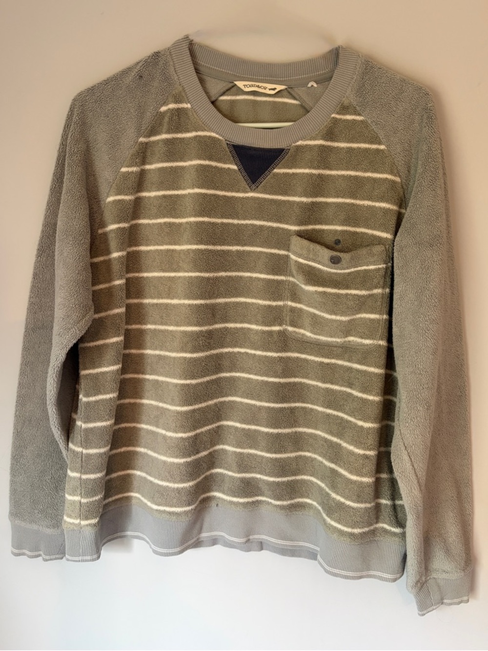 Women’s Light Gray Striped Crewneck Sweater